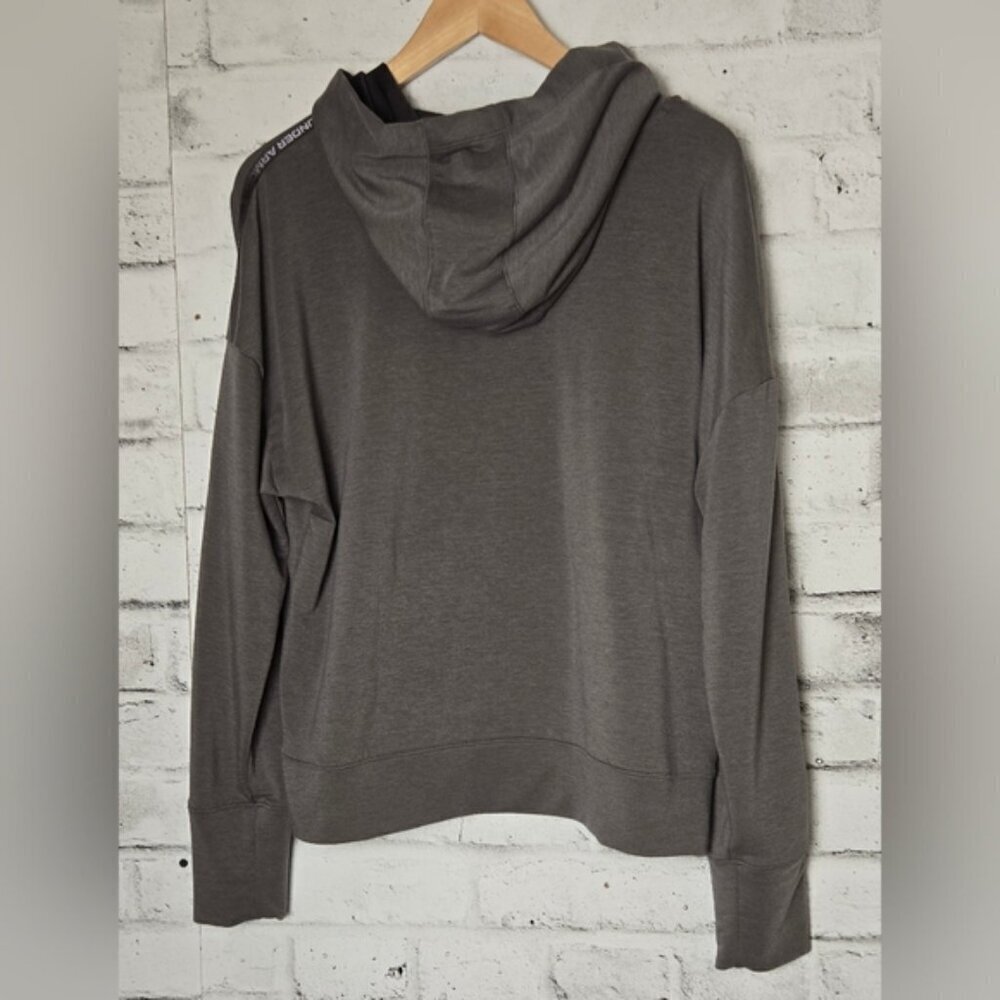 Under Armour Rival Terry Taped Pullover Hoodie Charcoal Gray Womens Large - Picture 3 of 11